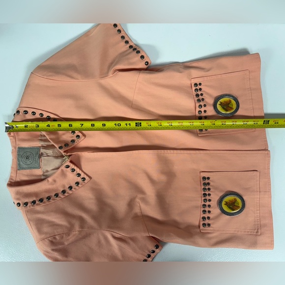 Vtg Double D Ranchwear Coral Studded Bolero Jacket Horse Hook Shirt Sleeve Small - Picture 3 of 9